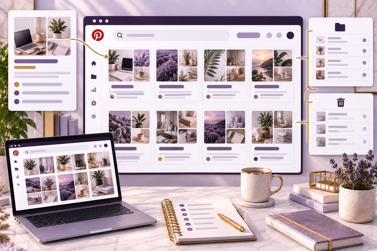 A Pinterest board connected to a website so each visitor lands on the matching page