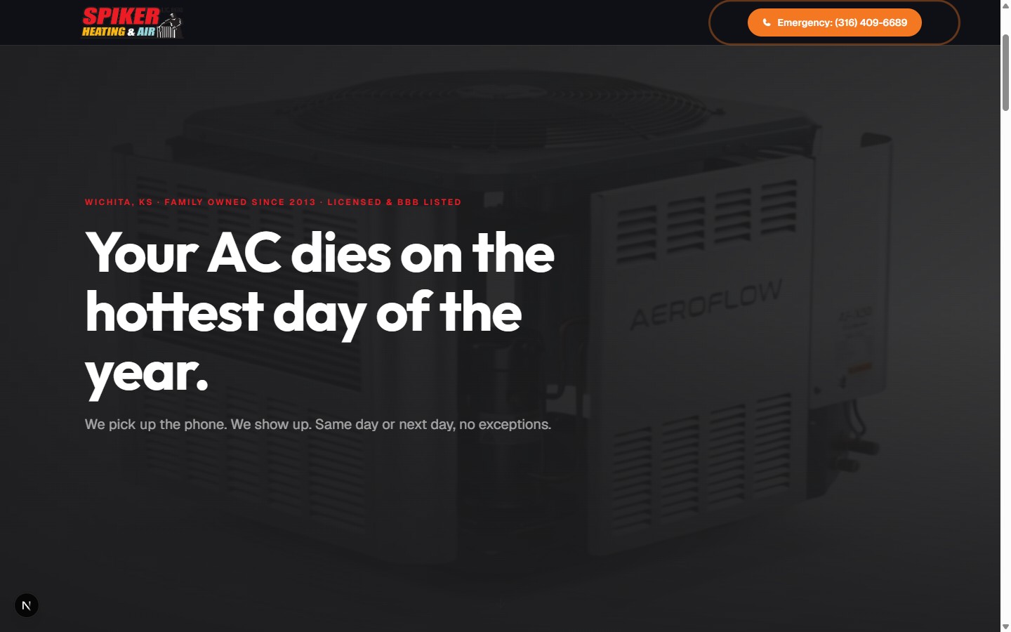 Spiker Heating and Air HVAC website concept